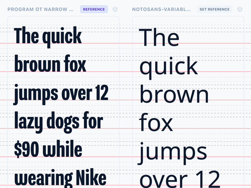 Compare Font Dimensions